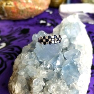 Sapphire & Diamond 925 Silver ring, size 7